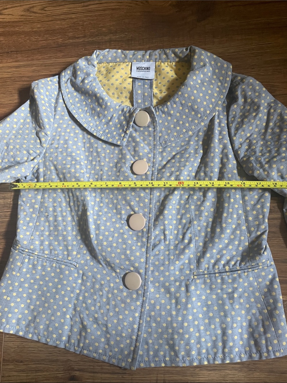 Moschino Cheap & Chic RARE 90s Blue Polka Dot Blazer & Skirt Set - Picture 11 of 12